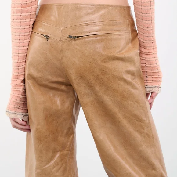Knwls Tan Leather Trousers - Picture 2 of 2